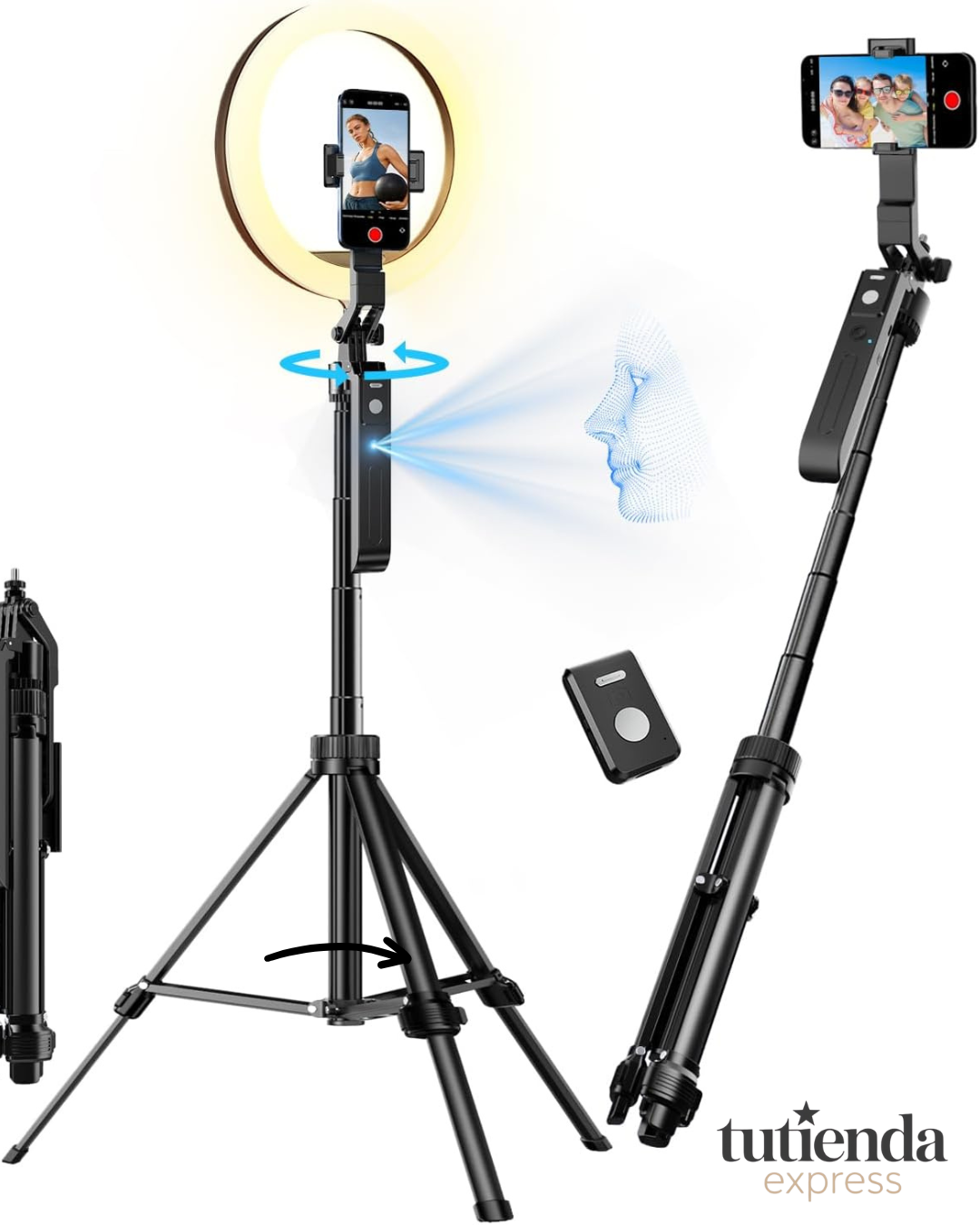 Trípode con seguimiento facial inteligente, giro de 360º