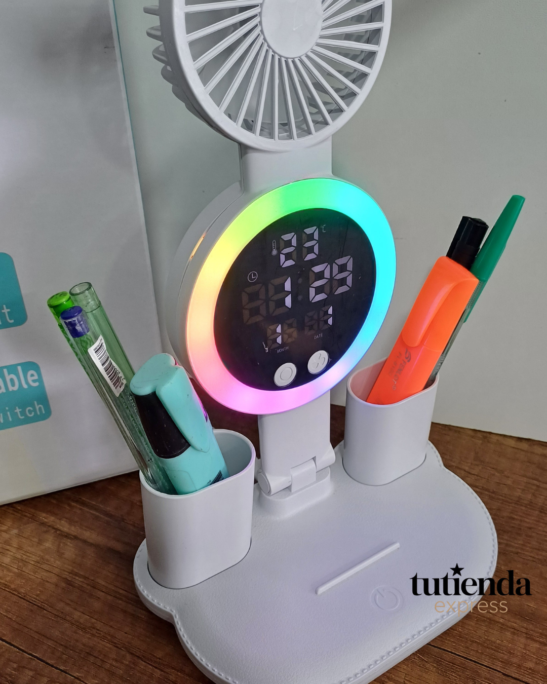 Lámpara de escritorio con luz led y ventilador
