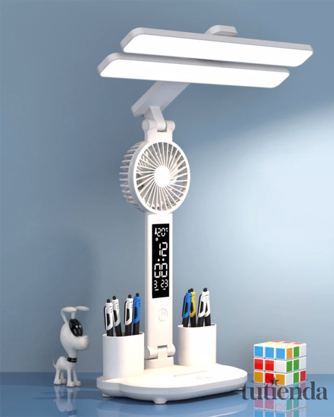 Lámpara de escritorio con luz led y ventilador