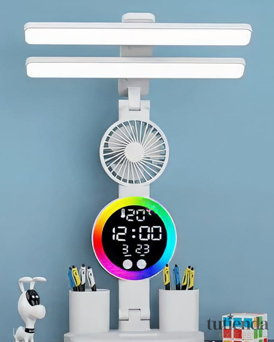 Lámpara de escritorio con luz led y ventilador